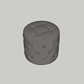 Tufted Round Ottoman with Soft Gray Upholstery for Living Room Extra Seating