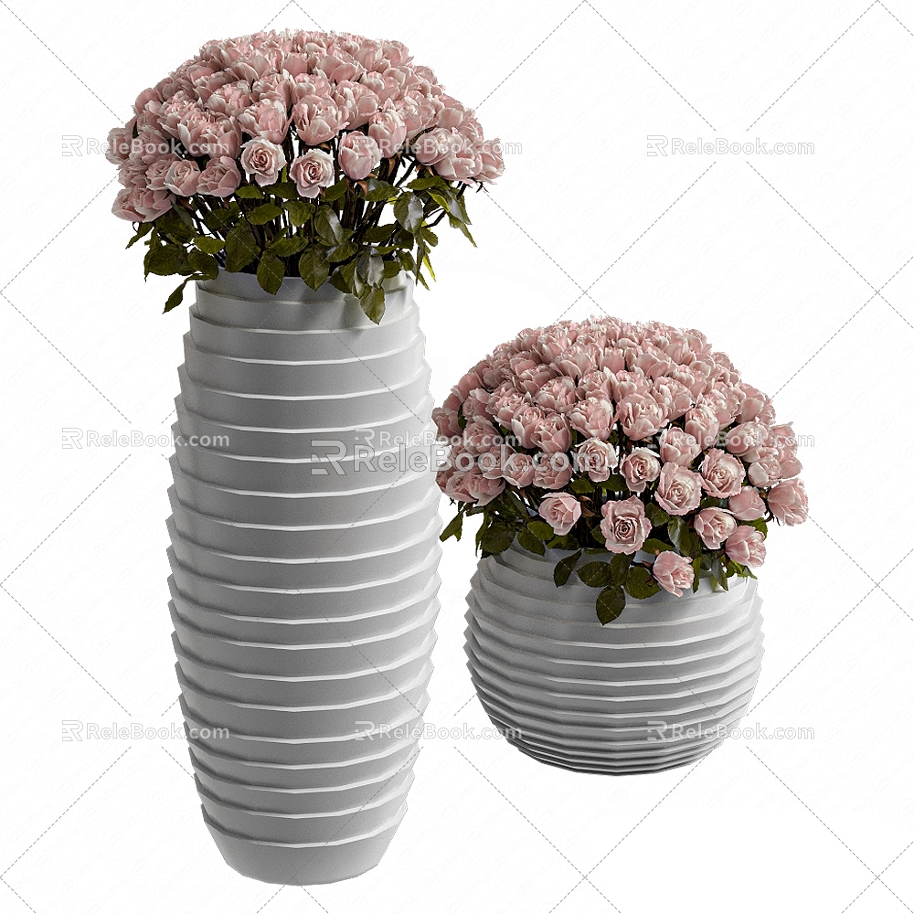 Modern potted flowers vase plant 3d model