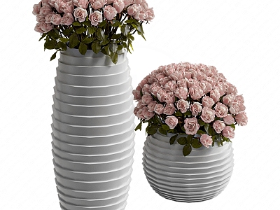 Modern potted flowers vase plant 3d model