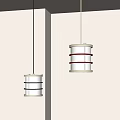 Modern Pendant Lights with Red and Black Stripes Hanging in White Minimalist Interior
