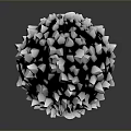Black And White Geometric Sphere Sculpture With Metallic Spikes And Reflective Surface