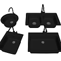 Modern Black Kitchen Sinks with Single and Double Bowl Designs and Faucets