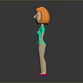 Cartoon Game Character with Orange Hair Green Shirt Beige Pants Pink Shoes Exaggerated Expression