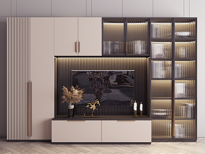 Light Luxury TV Background Cabinet TV Cabinet 3d model