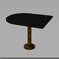 Stylish Modern Semicircular Table With Black Tabletop And Copper Base Design 3d model