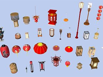 New Chinese-style lamps and lanterns combination lamps 3d model