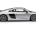 Silver Audi Sports Car With Sleek Aerodynamic Body And Alloy Wheels