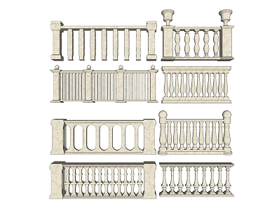 European-style Balustrade Marble Balustrade 3d model