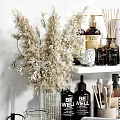 Stylish Bathroom Accessories With Rolled Towels Aromatherapy Bottles Soap Dispensers And Storage