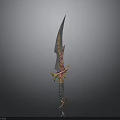 Ornate Decorative Sword With Gold Pink Purple Accents And Spiral Hilt Design