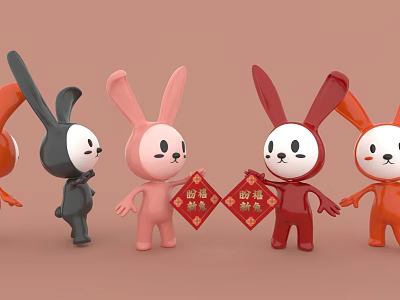 Modern Meichen Rabbit Rabbit Doll Year of the Rabbit Rabbit Meichen 3d model