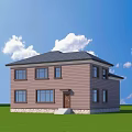 Detached Villa with Brown Exterior Black Roof Green Trees and Car at Entrance