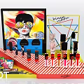 Stylish Colorful Display Shelves With Cosmetics Lipsticks Perfumes And Decorative Posters