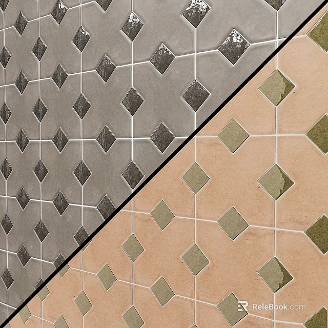 Two Styles Of Diamond Shaped Tile Wall Designs 3d model 
