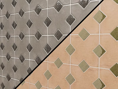 Two Styles Of Diamond Shaped Tile Wall Designs 3d model