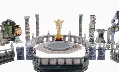 Chinese pillar 3d model