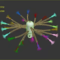 Electronic Component With Silver Sphere And Black Cables White Metal Contacts In Radial Arrangement