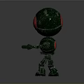 Futuristic Cybernetic Robot Character With Metallic Spherical Head Red Core And Mechanical Limbs
