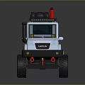 White Off Road Vehicle With Roof Rack And Lights Red Spare Tire Large Black Wheels