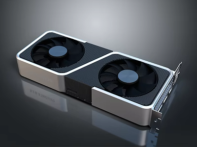 High Performance Graphics Card With Dual Fans Black Silver Design Carbon Fiber Texture 3d model