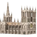 Ancient Gothic Architecture With Spires Arched Windows Clock Tower And Carvings 3d model