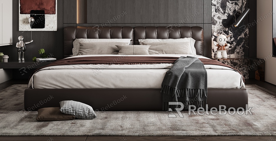 Italian Double Bed Cortical Bed Bedroom model