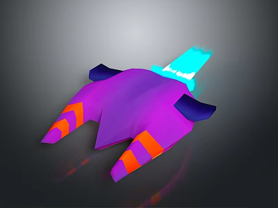 Futuristic Purple Orange Blue Spaceship With Sleek Structure For Cosmic Exploration 3d model
