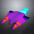 Futuristic Purple Orange Blue Spaceship With Sleek Structure For Cosmic Exploration