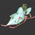 Futuristic White Snow Vehicle Featuring Ski Design Transparent Windows And Mechanical Structure