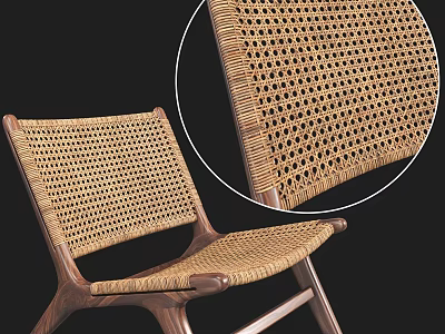 Modern Woven Rattan Leisure Chair With Wooden Frame And Comfortable Design 3d model