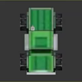 Pixel Art Style Green Off Road Truck With Large Tires And White Roof Antenna