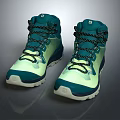 High Top Teal And Green Outdoor Lace Up Shoes With White Sole