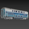 Blue And White Train Carriage With Multiple Windows And Classic Body Design