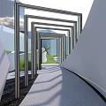 Modern Entrance Gate Design With White Building Green Plants And Stone Steps