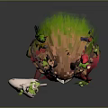 Vibrant Mythical Character With Creature Inspired Horns Nature Themed Attire And Curved Staff