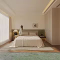 Modern Minimalist Bedroom Interior Design With Beige Bedspread Nightstands Table Lamp And Wooden Floor