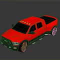 Red Pickup Truck With Black Roof Large Alloy Wheels And Shiny Exterior Design