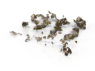 Scattered Dry Leaves In Brown And Green Natural Outdoor Ground Cover 3d model