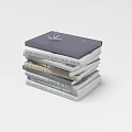 Stacked Books With Purple Box Featuring Purple Bow And Golden Logo On Top