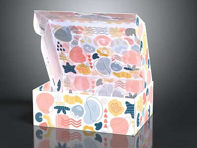 Cute Modern Home Decor Ornament Set With Colorful Geometric Patterns Tissue Box 3d model