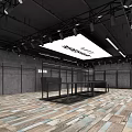 Modern Industrial Clothing Store Interior With Display Racks Wooden Floor And Ceiling Lights