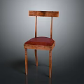 Wooden Chair With Red Leather Seat Solid Back And Sturdy Legs Design