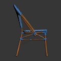 Blue Wicker Dining Chair With Wooden Legs And Armrests Modern Design