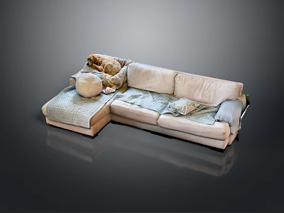 Cozy Sectional Sofa with Soft Fabric and Decorative Throw Pillows for Living Room 3d model