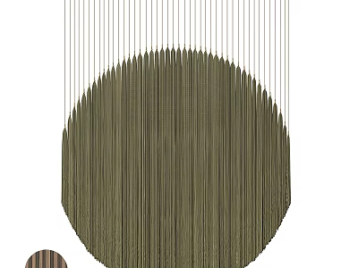 Modern Circular Hanging Decor With Olive Green Fabric Strips For Home Interior 3d model