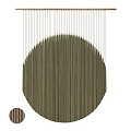 Modern Circular Hanging Decor With Olive Green Fabric Strips For Home Interior