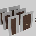 Brown Double Doors With Radiant Texture And Gold Circular Handles Latch Detail