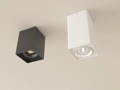 Modern Black And White Square Downlights Mounted On Ceiling For Interior Lighting 3d model