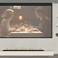 Projection Monitoring System with Large Screen Display Wall Mounted Security Cameras and Indoor Fireplace