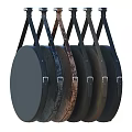 Round Black Frame Mirror With Leather Straps For Hanging Home Decor 3d model
